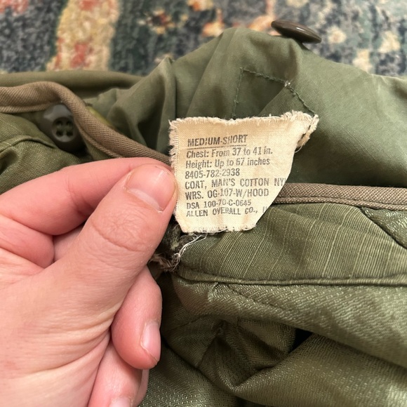Vintage Vietnam Era 1970s Military M-65 OG Field Coat with Removable Camo Liner - Picture 4 of 10